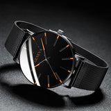 2022 Minimalist Men&#39;s Fashion Ultra Thin Watches Simple Men Business Stainless Steel Mesh Belt Quartz Watch relogio masculino