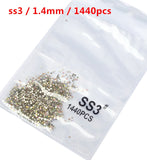 SS3-ss8 1440pcs Clear Crystal AB gold 3D Non HotFix FlatBack Nail Art Rhinestones Decorations Shoes And Dancing Decoration