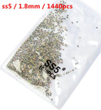 SS3-ss8 1440pcs Clear Crystal AB gold 3D Non HotFix FlatBack Nail Art Rhinestones Decorations Shoes And Dancing Decoration