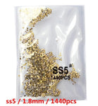 SS3-ss8 1440pcs Clear Crystal AB gold 3D Non HotFix FlatBack Nail Art Rhinestones Decorations Shoes And Dancing Decoration