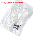 SS3-ss8 1440pcs Clear Crystal AB gold 3D Non HotFix FlatBack Nail Art Rhinestones Decorations Shoes And Dancing Decoration