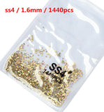 SS3-ss8 1440pcs Clear Crystal AB gold 3D Non HotFix FlatBack Nail Art Rhinestones Decorations Shoes And Dancing Decoration