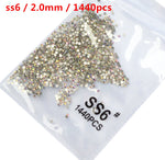 SS3-ss8 1440pcs Clear Crystal AB gold 3D Non HotFix FlatBack Nail Art Rhinestones Decorations Shoes And Dancing Decoration