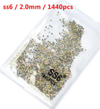 SS3-ss8 1440pcs Clear Crystal AB gold 3D Non HotFix FlatBack Nail Art Rhinestones Decorations Shoes And Dancing Decoration