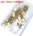 SS3-ss8 1440pcs Clear Crystal AB gold 3D Non HotFix FlatBack Nail Art Rhinestones Decorations Shoes And Dancing Decoration