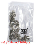 SS3-ss8 1440pcs Clear Crystal AB gold 3D Non HotFix FlatBack Nail Art Rhinestones Decorations Shoes And Dancing Decoration