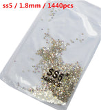 SS3-ss8 1440pcs Clear Crystal AB gold 3D Non HotFix FlatBack Nail Art Rhinestones Decorations Shoes And Dancing Decoration