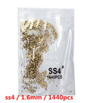 SS3-ss8 1440pcs Clear Crystal AB gold 3D Non HotFix FlatBack Nail Art Rhinestones Decorations Shoes And Dancing Decoration